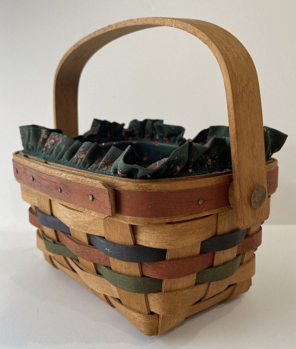 Longaberger Basket 1991 Shades of Autumn Acorn Liner Protector Swing Handle - Picture 7 of 13